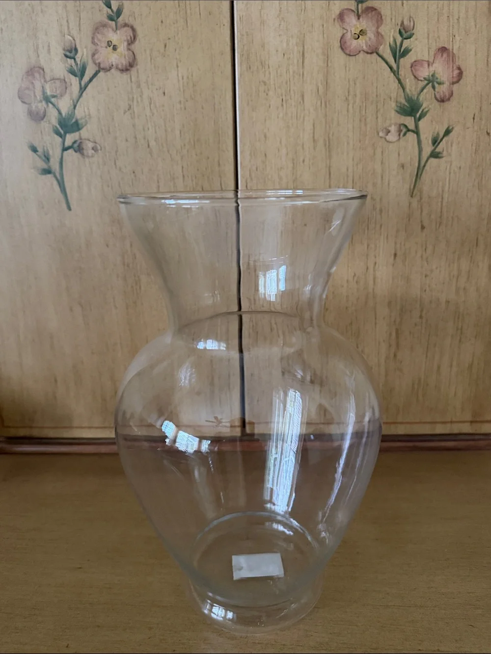 Clear Glass Spring Garden Vase Features a Wide Bulbous Middle & Flared Open Top